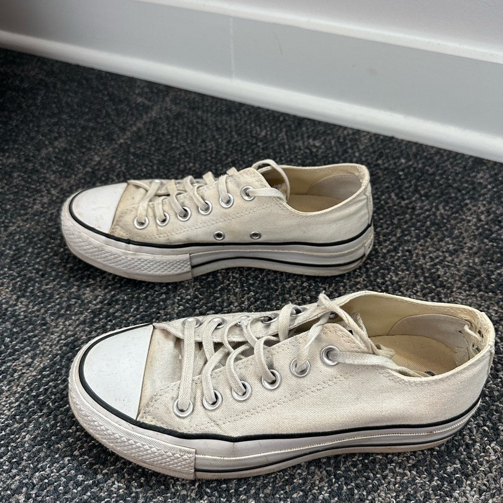 White Platform Low Top Converse